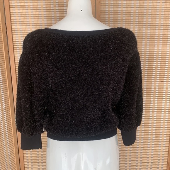 NWT Anthropologie MAEVE PAMELA TINSEL Black SHIMMER SWEATER size Small - Picture 12 of 15